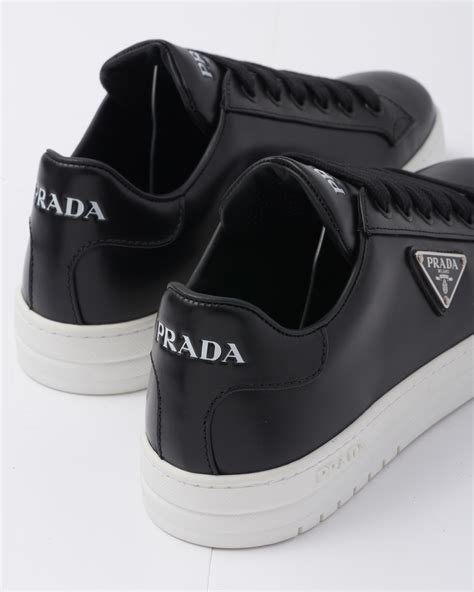 prada men's black leather high top sneakers shoes 9|purple prada sneakers for men.